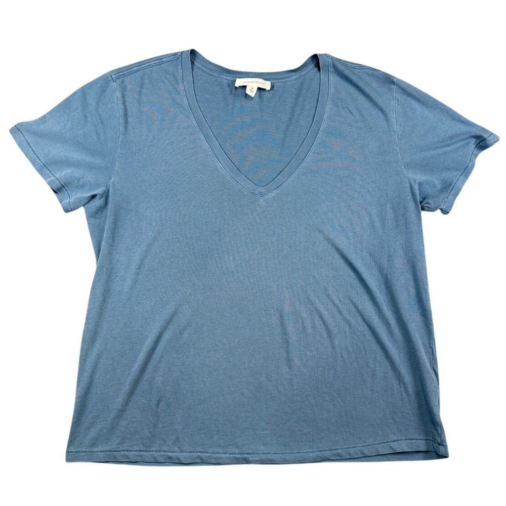 Treasure & Bond Womens V-Neck Short Sleeve Cotton T-Shirt Faded Blue Size M